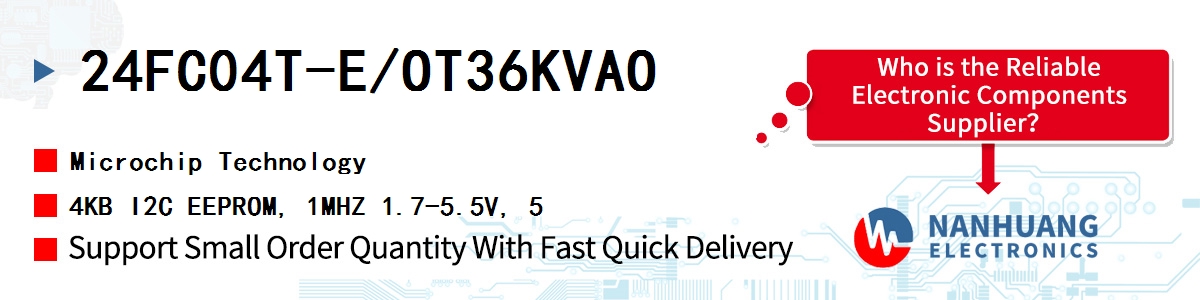 24FC04T-E/OT36KVAO Microchip 4KB I2C EEPROM, 1MHZ 1.7-5.5V, 5