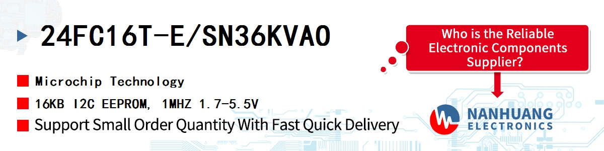 24FC16T-E/SN36KVAO Microchip 16KB I2C EEPROM, 1MHZ 1.7-5.5V