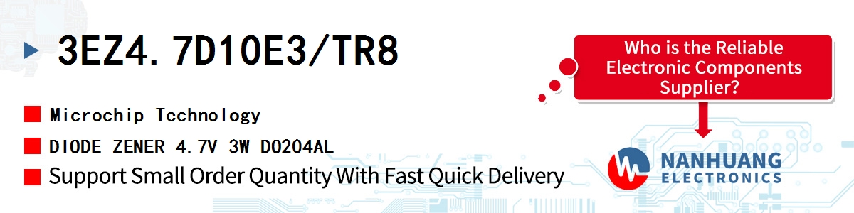 3EZ47D10E3/TR8 Microchip DIODE ZENER 47V 3W DO204AL