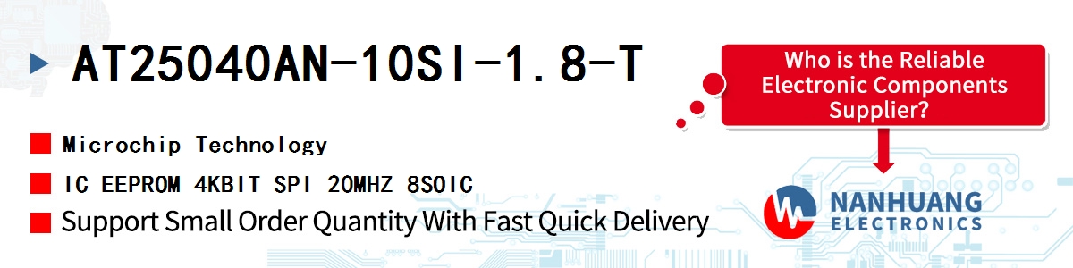 AT25040AN-10SI-1.8-T Microchip IC EEPROM 4KBIT SPI 20MHZ 8SOIC