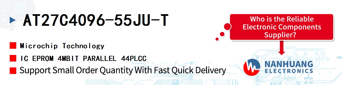 AT27C4096-55JU-T Microchip IC EPROM 4MBIT PARALLEL 44PLCC