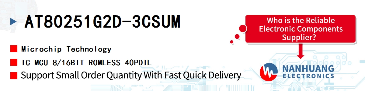 AT80251G2D-3CSUM Microchip IC MCU 8/16BIT ROMLESS 40PDIL