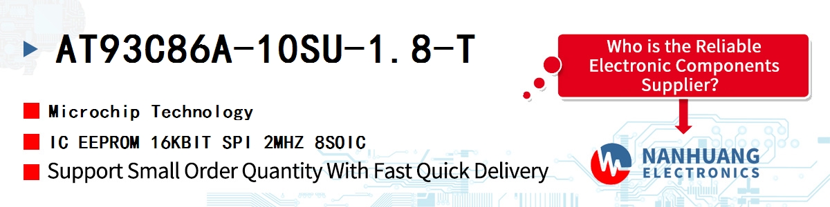 AT93C86A-10SU-1.8-T Microchip IC EEPROM 16KBIT SPI 2MHZ 8SOIC