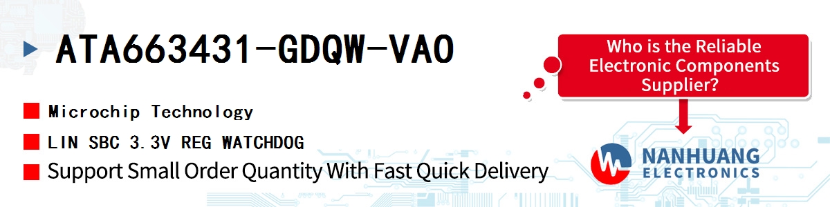 ATA663431-GDQW-VAO Microchip LIN SBC 3.3V REG WATCHDOG