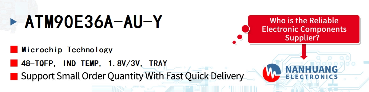 ATM90E36A-AU-Y Microchip 48-TQFP, IND TEMP, 1.8V/3V, TRAY