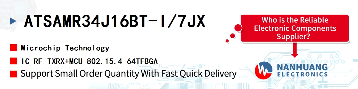 ATSAMR34J16BT-I/7JX Microchip IC RF TXRX+MCU 802.15.4 64TFBGA