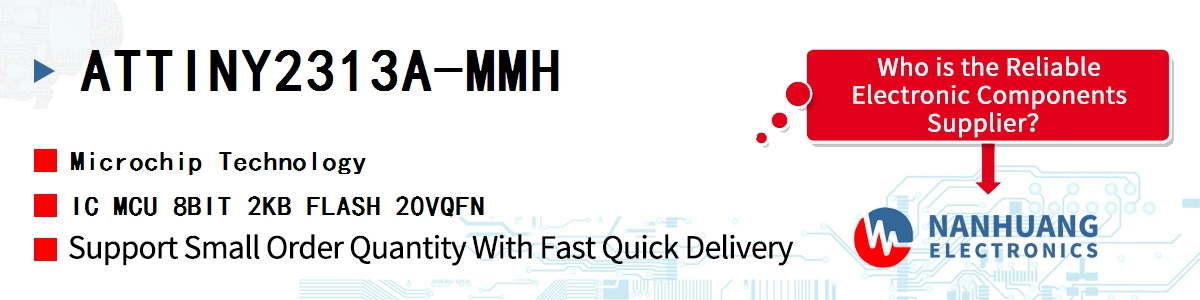 ATTINY2313A-MMH Microchip IC MCU 8BIT 2KB FLASH 20VQFN