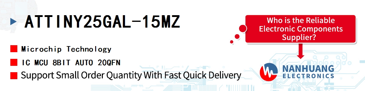 ATTINY25GAL-15MZ Microchip IC MCU 8BIT AUTO 20QFN