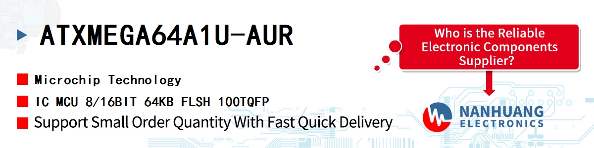 ATXMEGA64A1U-AUR Microchip IC MCU 8/16BIT 64KB FLSH 100TQFP