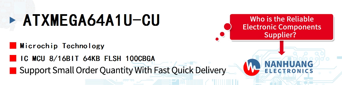 ATXMEGA64A1U-CU Microchip IC MCU 8/16BIT 64KB FLSH 100CBGA