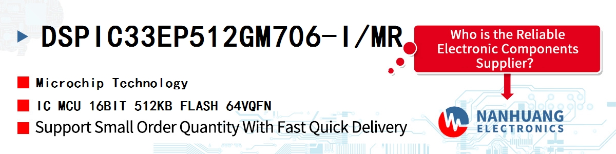 DSPIC33EP512GM706-I/MR Microchip IC MCU 16BIT 512KB FLASH 64VQFN