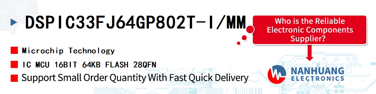 DSPIC33FJ64GP802T-I/MM Microchip IC MCU 16BIT 64KB FLASH 28QFN
