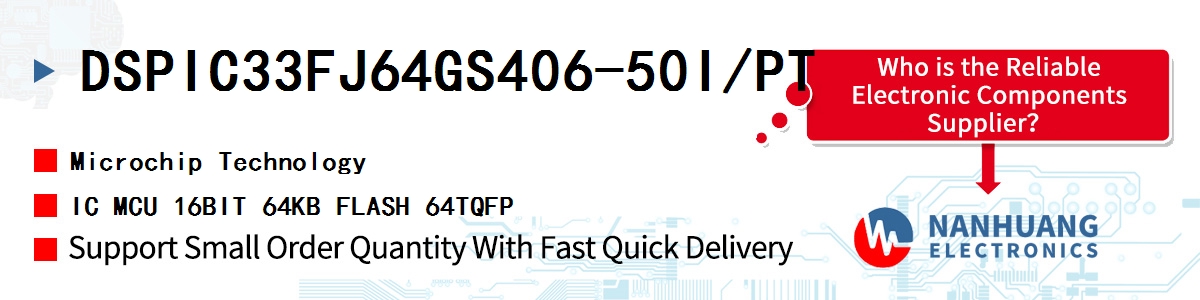 DSPIC33FJ64GS406-50I/PT Microchip IC MCU 16BIT 64KB FLASH 64TQFP
