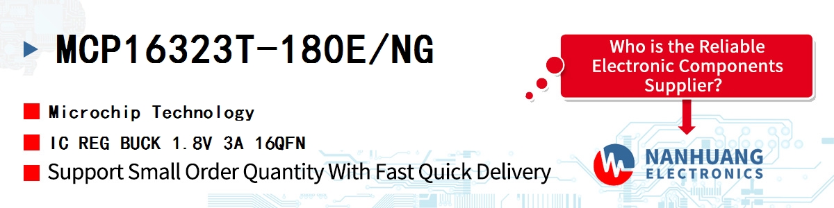 MCP16323T-180E/NG Microchip IC REG BUCK 1.8V 3A 16QFN