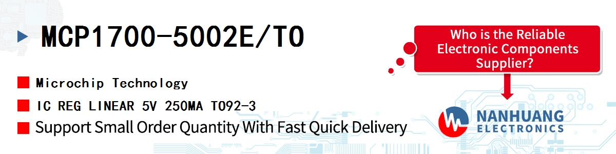 MCP1700-5002E/TO Microchip IC REG LINEAR 5V 250MA TO92-3