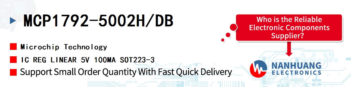 MCP1792-5002H/DB Microchip IC REG LINEAR 5V 100MA SOT223-3