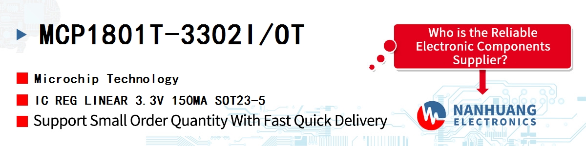 MCP1801T-3302I/OT Microchip IC REG LINEAR 3.3V 150MA SOT23-5