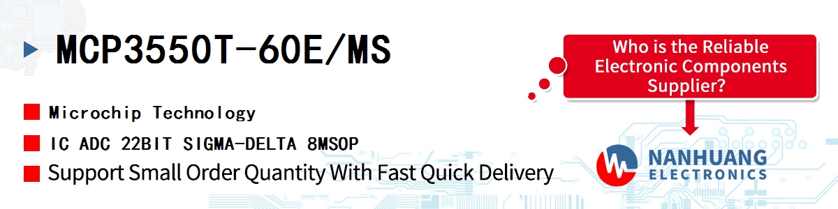 MCP3550T-60E/MS Microchip IC ADC 22BIT SIGMA-DELTA 8MSOP
