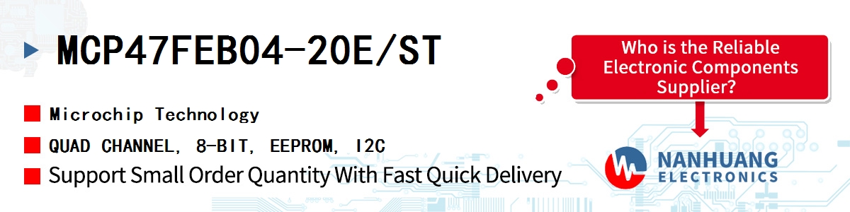 MCP47FEB04-20E/ST Microchip QUAD CHANNEL, 8-BIT, EEPROM, I2C