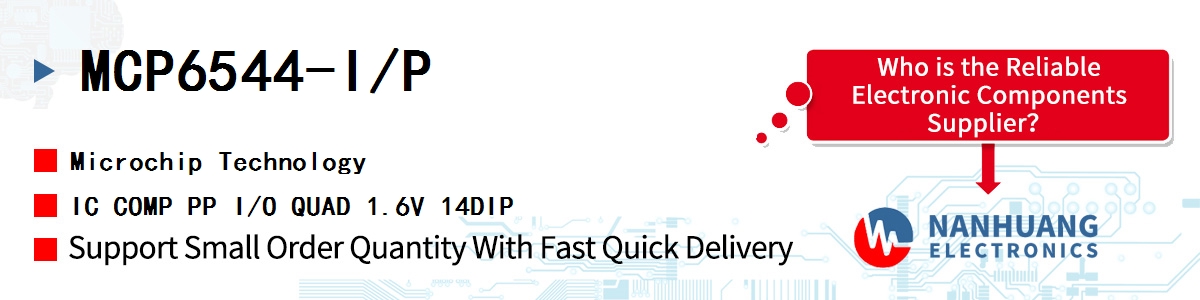 MCP6544-I/P Microchip IC COMP PP I/O QUAD 1.6V 14DIP