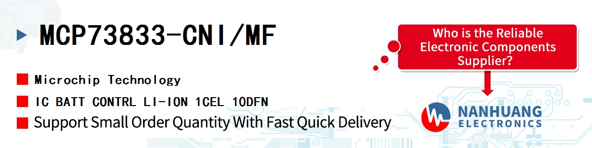 MCP73833-CNI/MF Microchip IC BATT CONTRL LI-ION 1CEL 10DFN