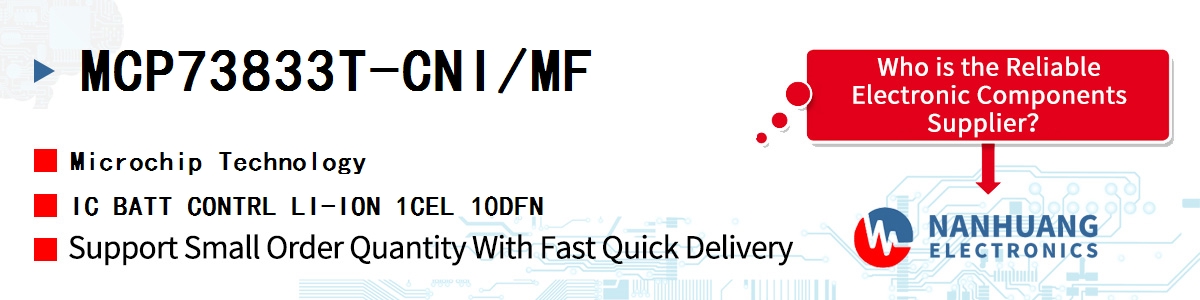 MCP73833T-CNI/MF Microchip IC BATT CONTRL LI-ION 1CEL 10DFN