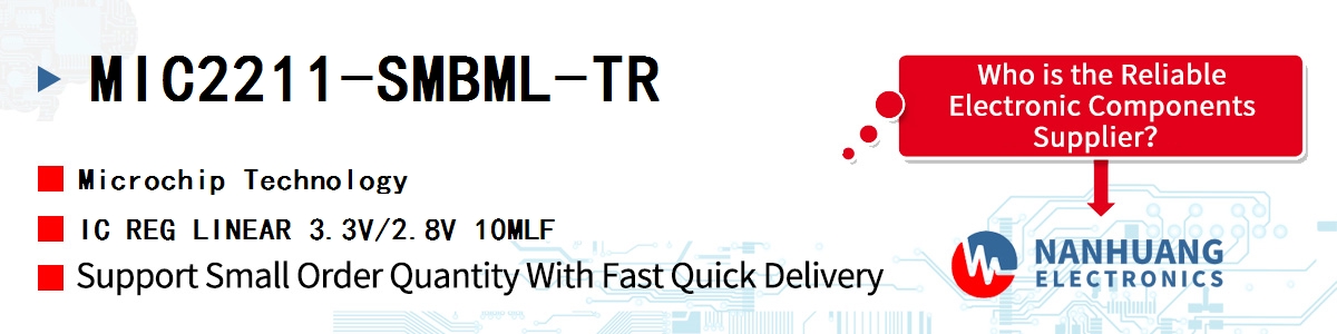 MIC2211-SMBML-TR Microchip IC REG LINEAR 3.3V/2.8V 10MLF