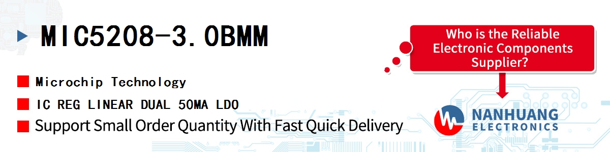 MIC5208-3.0BMM Microchip IC REG LINEAR DUAL 50MA LDO