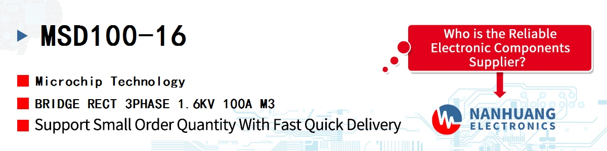 MSD100-16 Microchip BRIDGE RECT 3PHASE 1.6KV 100A M3