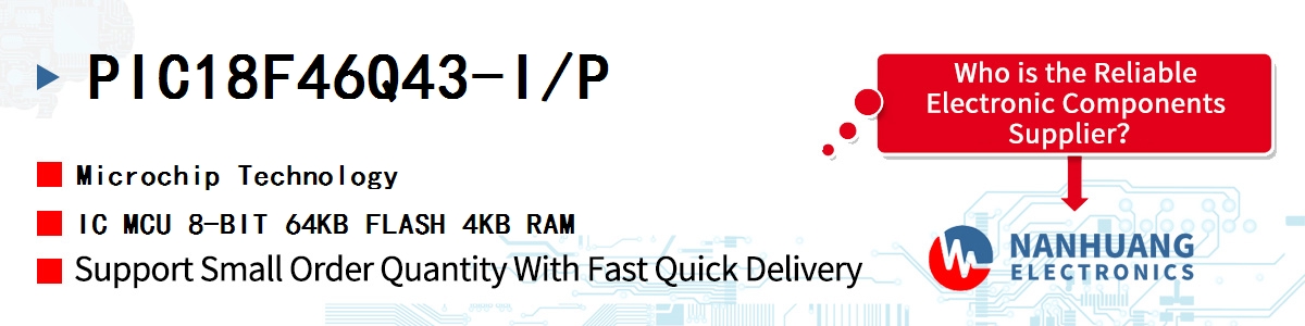 PIC18F46Q43-I/P Microchip IC MCU 8-BIT 64KB FLASH 4KB RAM