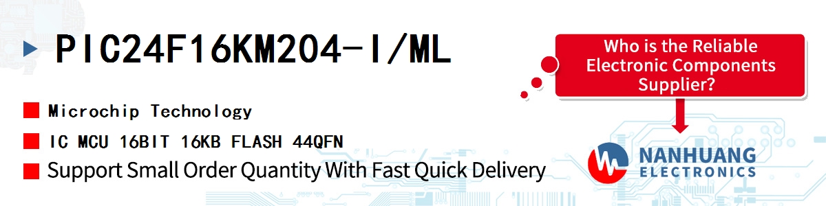 PIC24F16KM204-I/ML Microchip IC MCU 16BIT 16KB FLASH 44QFN