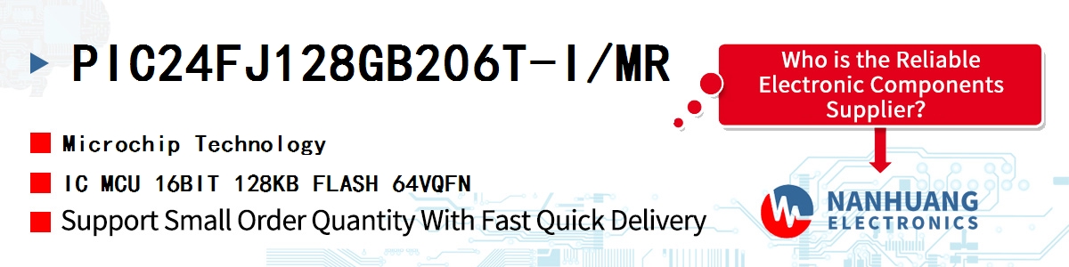 PIC24FJ128GB206T-I/MR Microchip IC MCU 16BIT 128KB FLASH 64VQFN