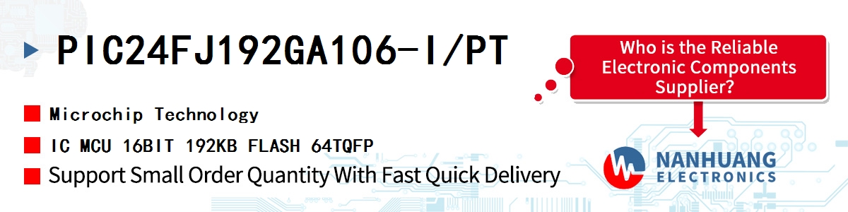 PIC24FJ192GA106-I/PT Microchip IC MCU 16BIT 192KB FLASH 64TQFP