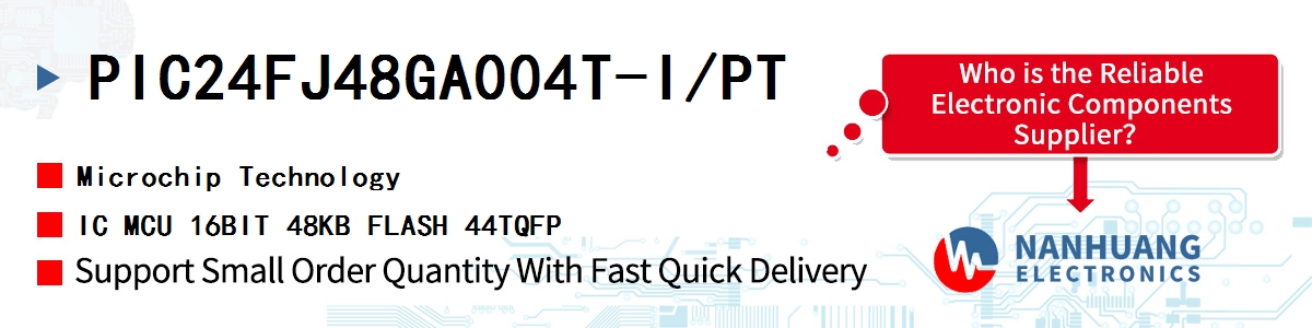 PIC24FJ48GA004T-I/PT Microchip IC MCU 16BIT 48KB FLASH 44TQFP