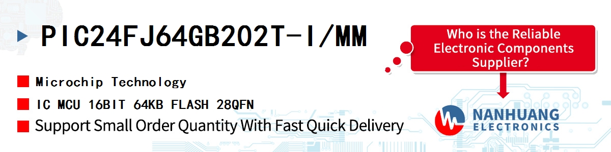 PIC24FJ64GB202T-I/MM Microchip IC MCU 16BIT 64KB FLASH 28QFN