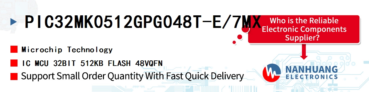 PIC32MK0512GPG048T-E/7MX Microchip IC MCU 32BIT 512KB FLASH 48VQFN