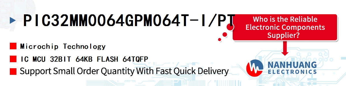 PIC32MM0064GPM064T-I/PT Microchip IC MCU 32BIT 64KB FLASH 64TQFP