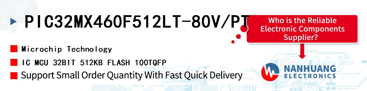 PIC32MX460F512LT-80V/PT Microchip IC MCU 32BIT 512KB FLASH 100TQFP