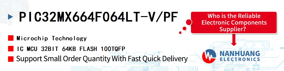 PIC32MX664F064LT-V/PF Microchip IC MCU 32BIT 64KB FLASH 100TQFP
