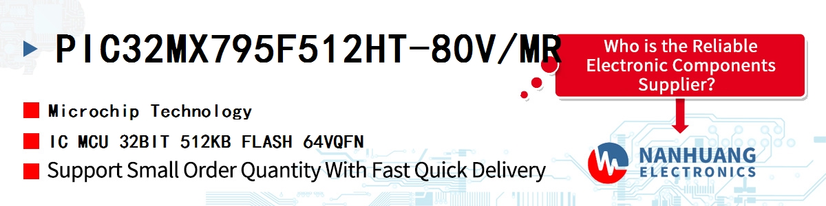 PIC32MX795F512HT-80V/MR Microchip IC MCU 32BIT 512KB FLASH 64VQFN