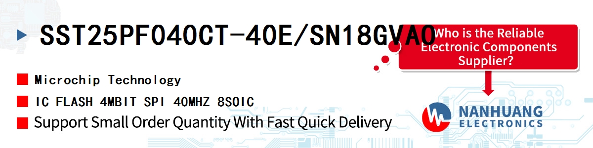 SST25PF040CT-40E/SN18GVAO Microchip IC FLASH 4MBIT SPI 40MHZ 8SOIC