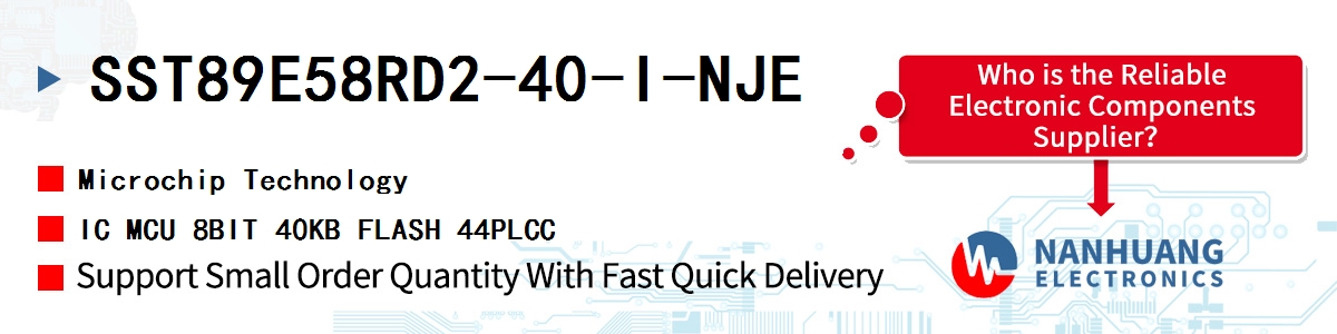 SST89E58RD2-40-I-NJE Microchip IC MCU 8BIT 40KB FLASH 44PLCC