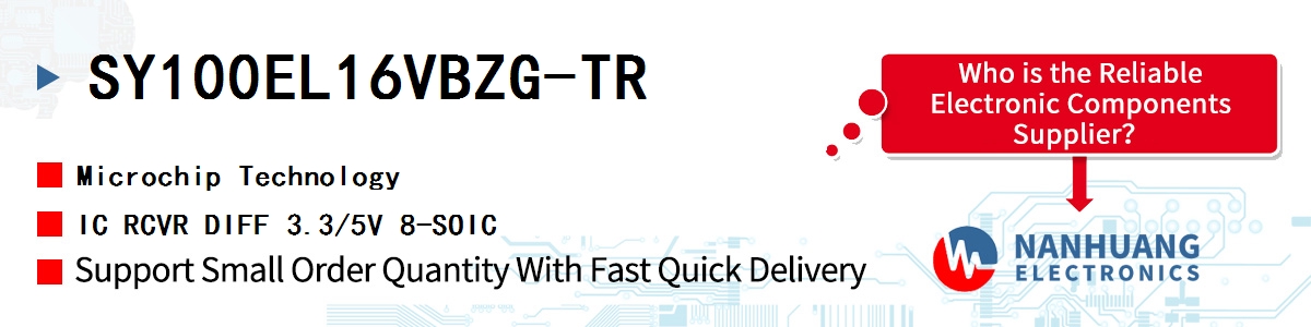 SY100EL16VBZG-TR Microchip IC RCVR DIFF 3.3/5V 8-SOIC