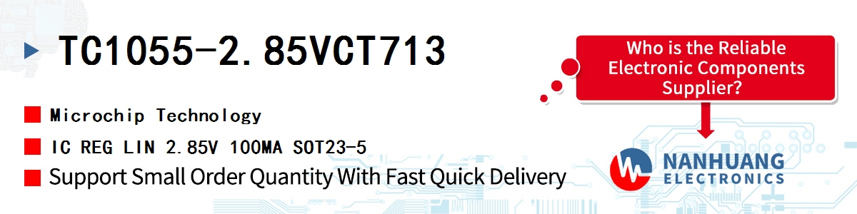 TC1055-2.85VCT713 Microchip IC REG LIN 2.85V 100MA SOT23-5