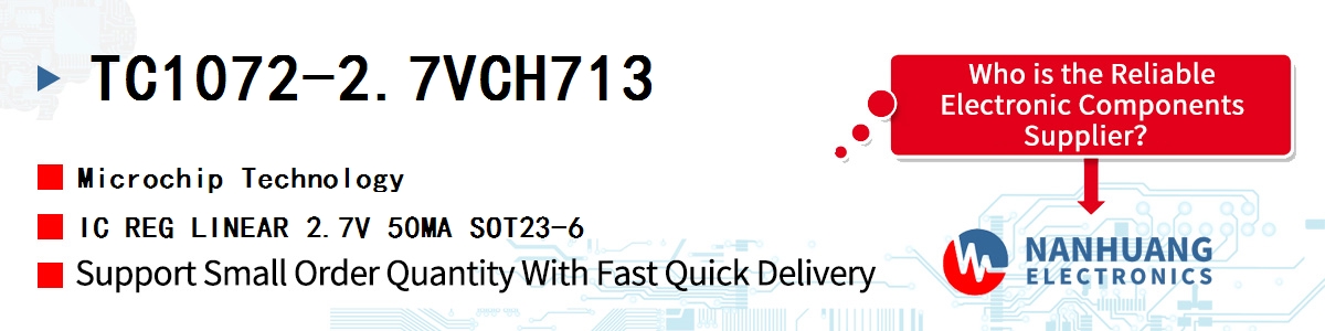 TC1072-2.7VCH713 Microchip IC REG LINEAR 2.7V 50MA SOT23-6
