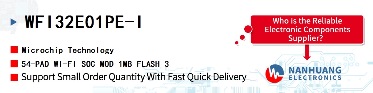 WFI32E01PE-I Microchip 54-PAD WI-FI SOC MOD 1MB FLASH 3
